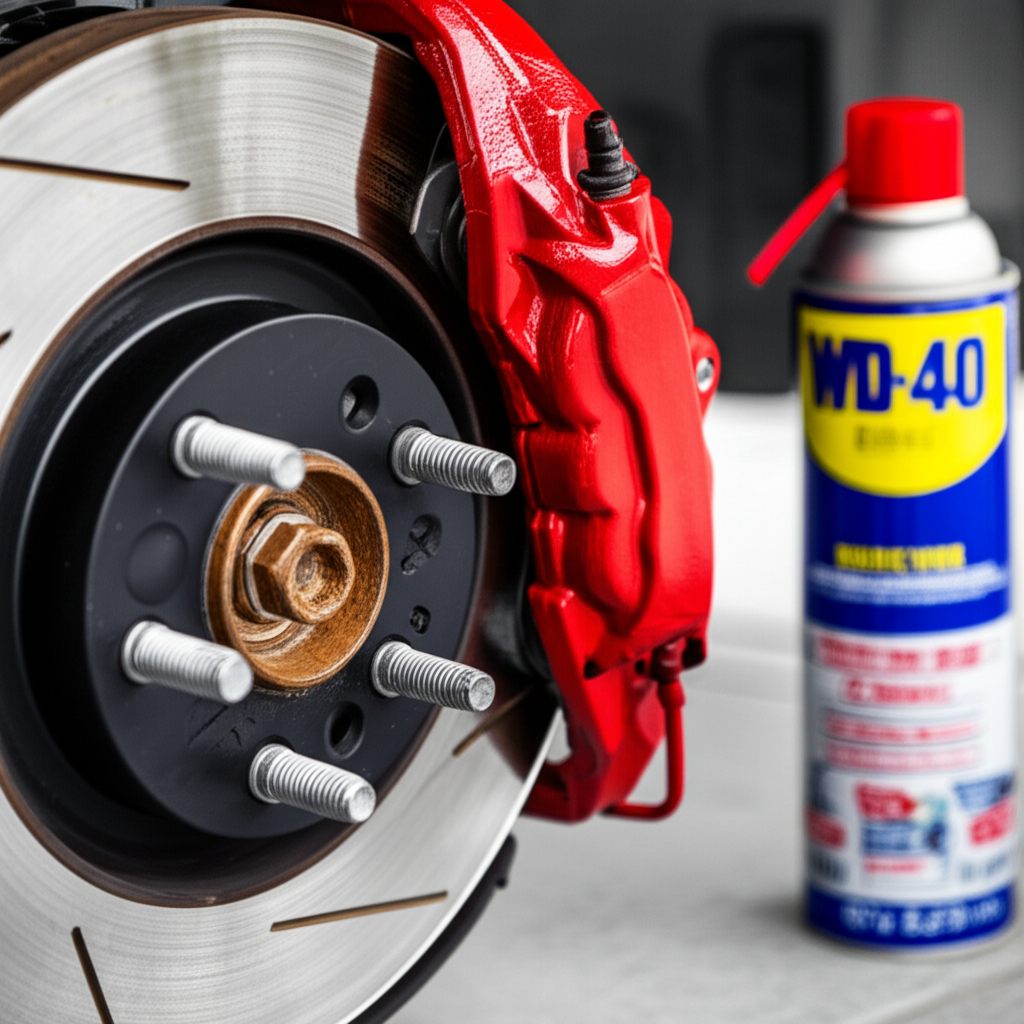Generate a high-quality, relevant image prompt for an article about: Can I Put WD40 on Car Brakes? E