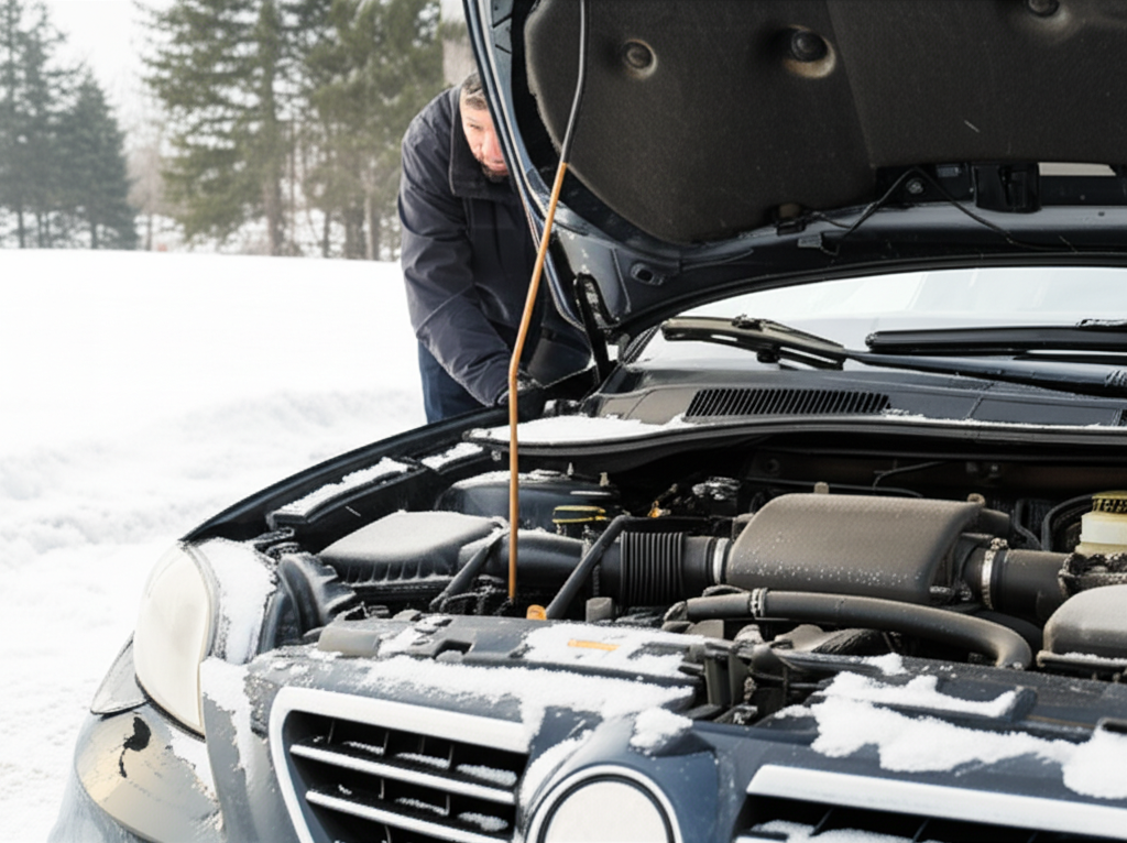 Generate a high-quality, relevant image prompt for an article about: Car Starts Then Dies When Cold: