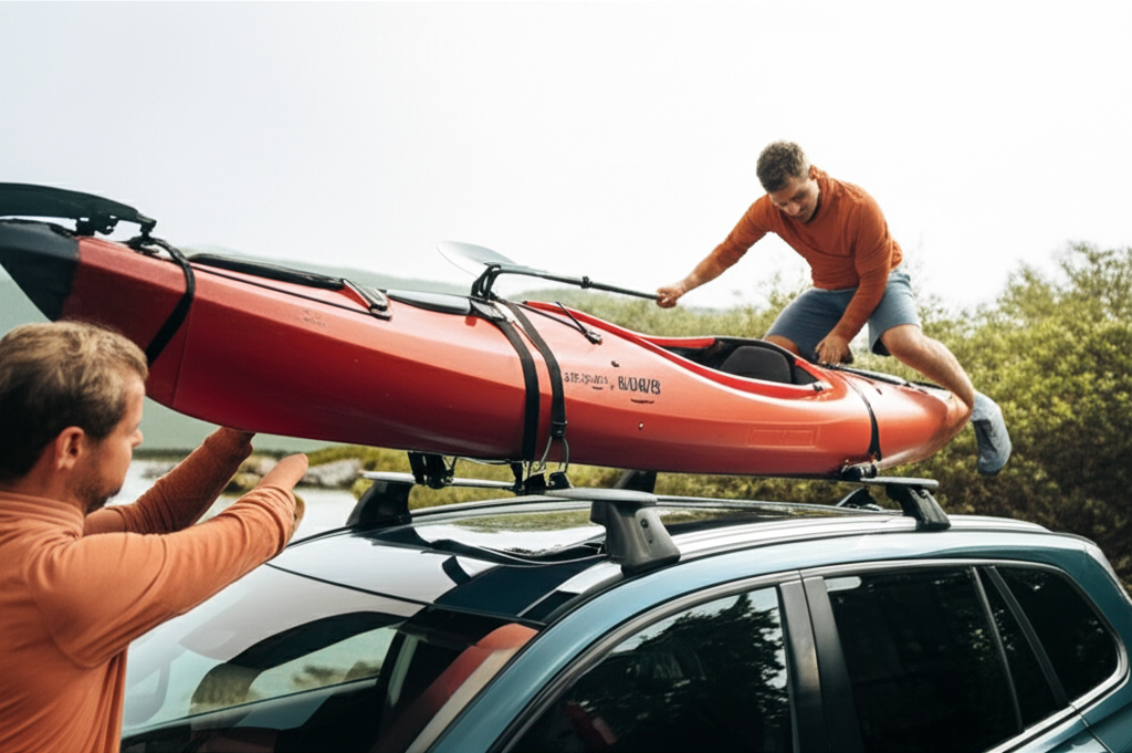 Generate a high-quality, relevant image prompt for an article about: How To Use Kayak Roof Rack: Pro