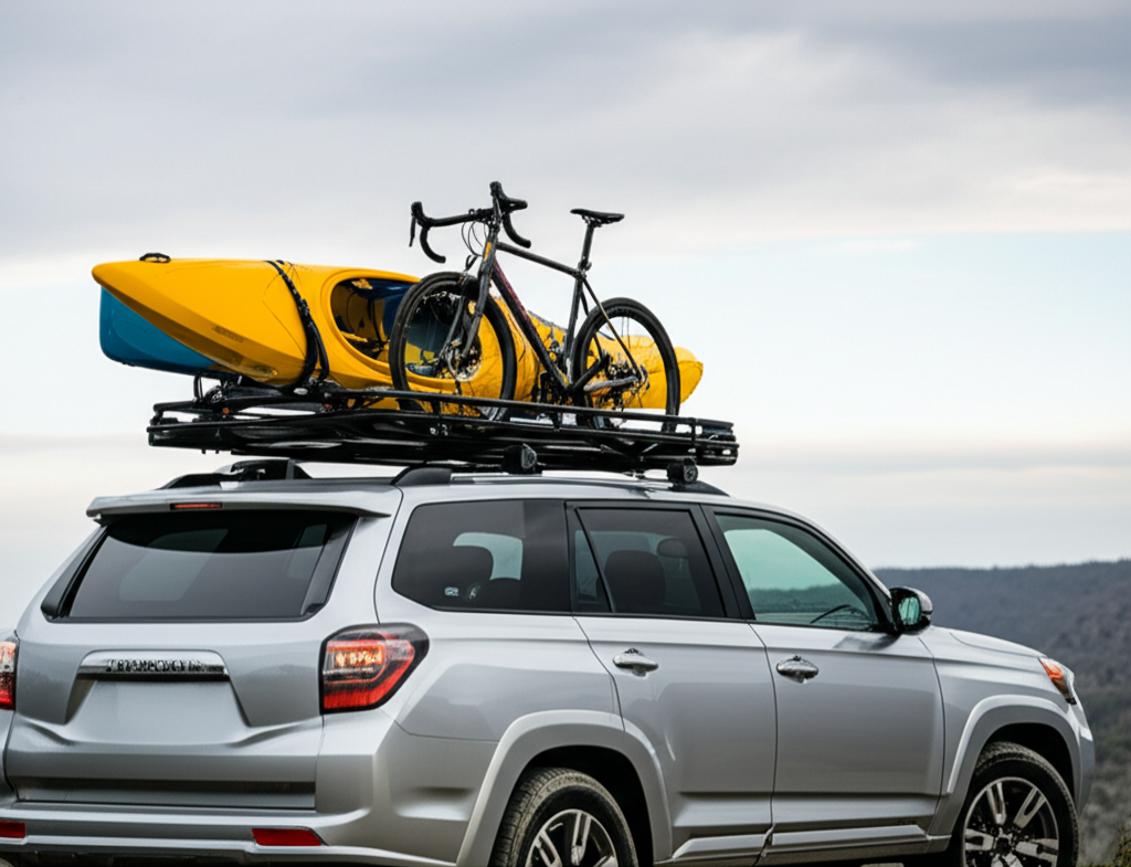 Generate a high-quality, relevant image prompt for an article about: Roof Rack Designs: Genius, Esse