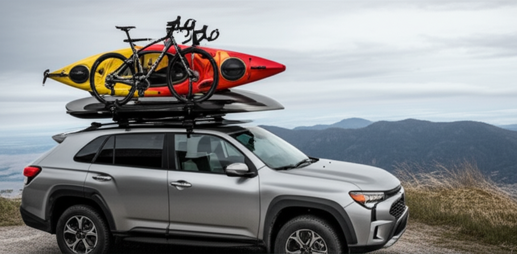 Generate a high-quality, relevant image prompt for an article about: Roof Racks and Accessories: Ess
