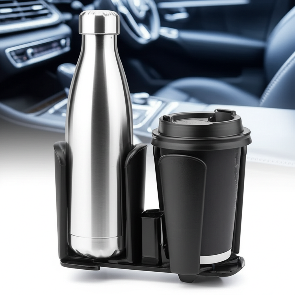 Generate a high-quality, relevant image prompt for an article about: Car Cup Holder Expander: Essent