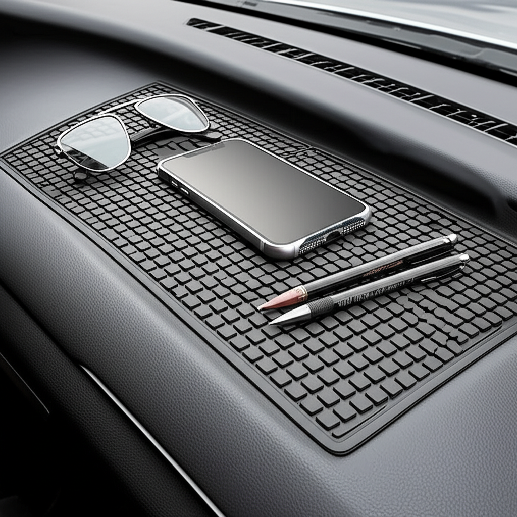 Generate a high-quality, relevant image prompt for an article about: Dashboard Mat Non Slip: Essenti