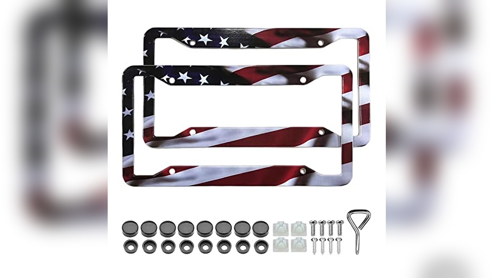 Durable Jeep Wrangler American Flag License Plate Frame for Patriotic Drivers
